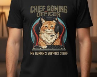 Camiseta de Jefe de Juegos con Gato / Camiseta divertida para amantes de los gatos