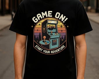 Game On T-shirt | Retro Arcade Gamer-t-shirt | Börja ditt äventyr-t-shirt