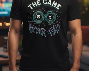 Camiseta "El juego nunca termina" / Camiseta retro para gamers / Regalo motivacional para fanáticos de los videojuegos
