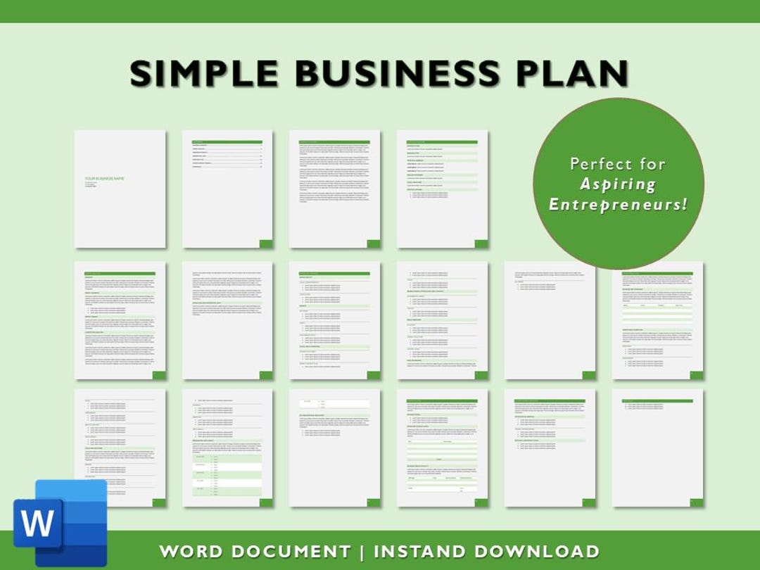 Simple Business Plan Template | Editable Word Doc | Modern 9-page Small ...