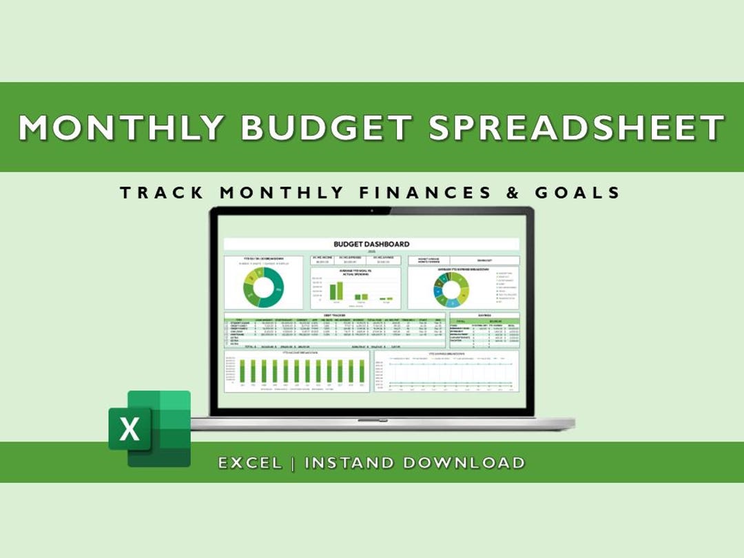 Monthly Budget Spreadsheet | 14 Tab Digital Budget Planner With ...