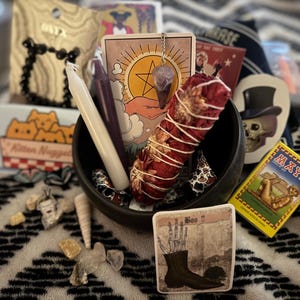 Spooky Scoop & Mini Self Care Box Bundle. Gothic Witchy Surprise Crystals and More