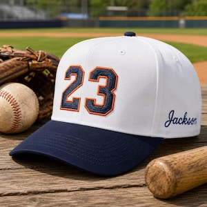 Gorra de béisbol personalizada con número bordado - Gorras deportivas personalizadas con nombre - Gorras con número de camiseta - Regalo para el día del partido o para un jugador de béisbol