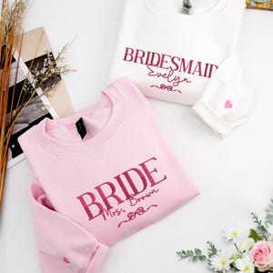Suéter bordado personalizado para novia y dama de honor - Sudaderas para despedidas de soltera - Regalo para despedidas de soltera - Regalos para la boda, regalos de compromiso