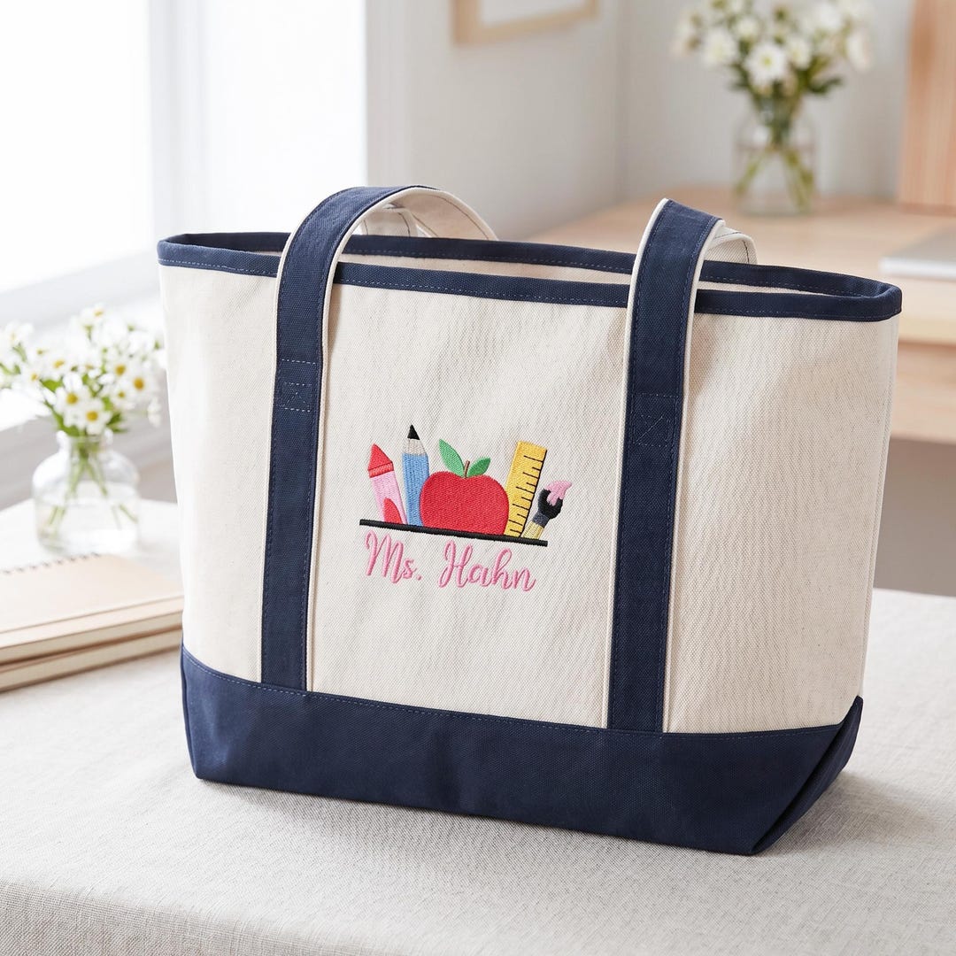 Personalized Teacher Tote Bag With Name - Large Teacher Tote Bag ...