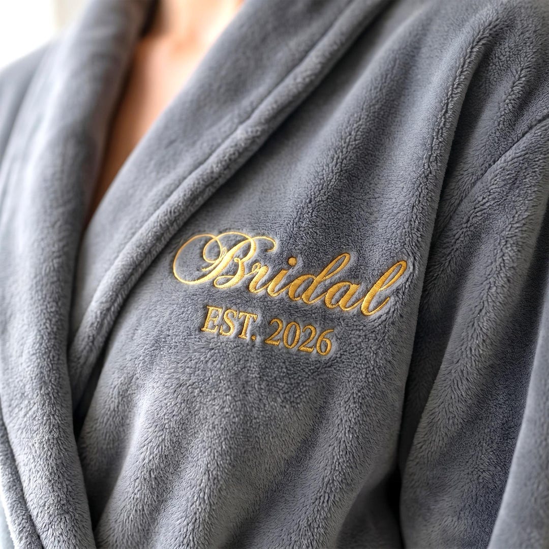 Custom Embroidered Bridesmaid Robes With Anniversary Date - Bridal ...