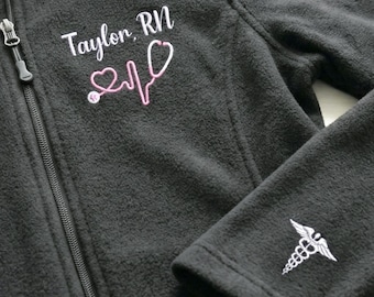 Personalized Nurse Jacket, Full Zip Jacket With Pockets, Custom Gift For Nurse, BSN, LPN, CMA, Nursing Student Graduation Gift For Sister