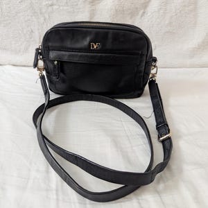 Diane Von Furstenberg DVDF Schwarze Leder Geldbörse, Umhängetasche