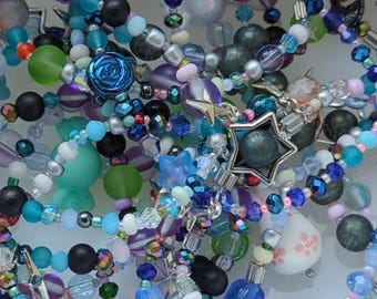 Bransoletki Cosmic Chaos (2 szt.), koralikowa bransoletka przyjaźni Kandi, wykonana ze szklanych koralików