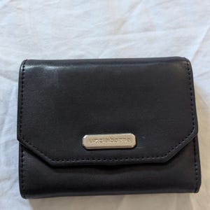Black Genuine Leather Wallet, Liz Claiborne, with zippered Change pocket