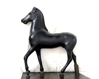 ギリシャ風ブロンズ馬像（大型） - 大型馬彫刻金属アート置物、熱間
