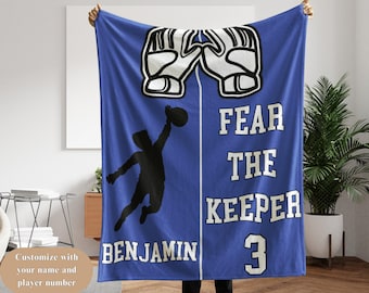 Personalized Soccer Blanket, Fear the Keeper, Gift for Goalie, Blanket for Soccer Mom and Dad, Personalized Blanket for Soccer Lovers