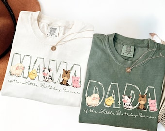 Matching Family Shirts for Little Farmer 1st Birthday, Oink Baa Moo Farm Theme, Little Farmer’s Birthday Mom and Dad,Farmer Birthday Outfits