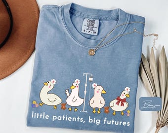 Comfort Colors Little Patients, Big Futures, Pediatric Nurse Shirt, Nurse Week Tee, PEDS Nurse Gifts,  Pediatric Nurse Appreciation Gift