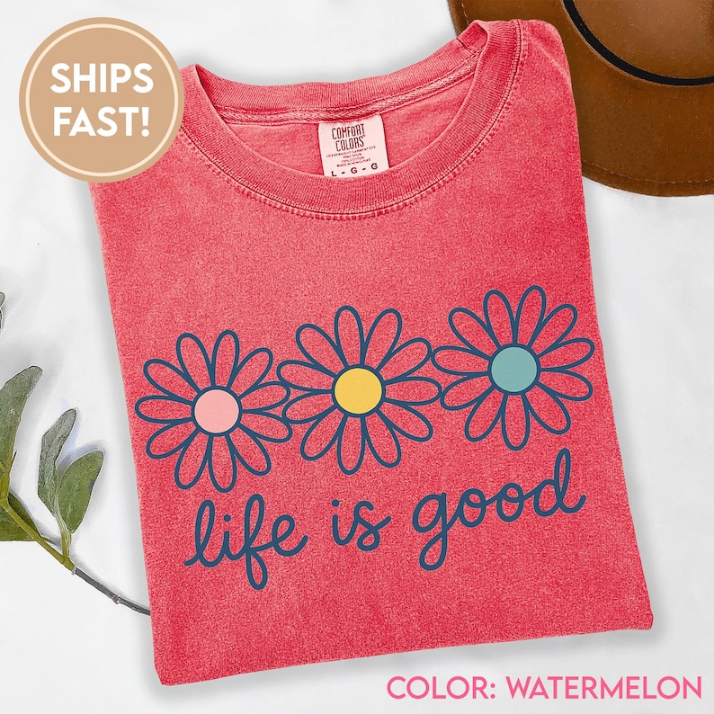 Das Leben ist gut Shirt, Preppy Daisy Design Niedliche Positivität, inspirierendes T-Shirt, Sommer-T-Shirt Design, trendy, Blumendatei C925 Bild 4