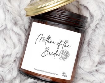 Mother Of The Bride Candle, Personalized Candle, Mother Of The Bride Gift, Wedding Day Candle, Scented Candles, Custom Wedding Gifts