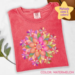 Mandala Shirt, Floral Mandala T-Shirt, Spring Floral Shirt, Gifts for Her, Flower Shirt, Florist Gift, Gift for Bestie D07