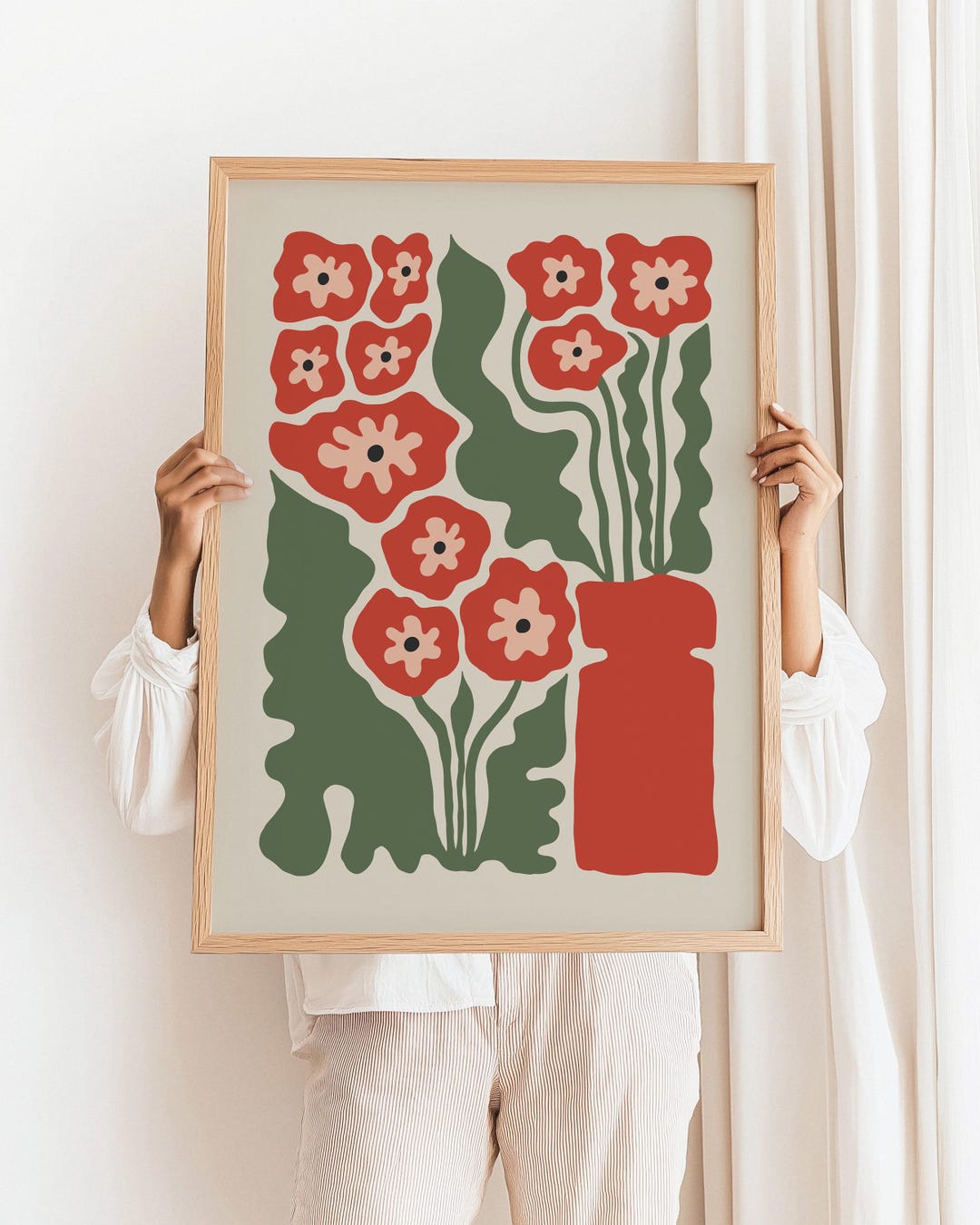 Botanical Wall Art Poster Print – 70s Retro Floral Design, Mid Century ...