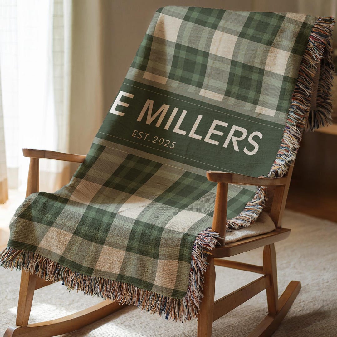 Personalized Woven Throw Blanket | Modern Plaid, Unique Custom Gift for ...