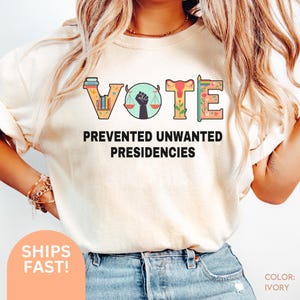 Abstimmung Shirt für Frauen, verhindern unerwünschte Präsidentschaften Tshirt Feministische Geschenk für sie, Vote Tshirt 2024 Wahl T-Shirt, Demokrat Vote Blau C382