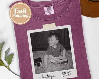 Maglietta personalizzata per il 30° compleanno, maglietta personalizzata con foto Comfort Colors, regalo per il 30° compleanno, regalo per il 40° compleanno, maglietta vintage 1995 V5