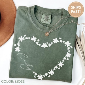 Womens Lucky Heart shirt, Cute Shamrock shirt, St Patricks Day shirt, Shenanigans Shirt, Irish Day Shirt, Love Lucky Shirt D181