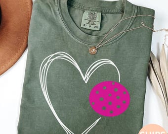 Pickleball-tröja med hjärta, Pickleball-fangåva, kärleks-Pickleball-tröja, Pickleball-lag-T-shirt, sportmamma-tröja, spelare/kvinnor Pickleball-älskare D14