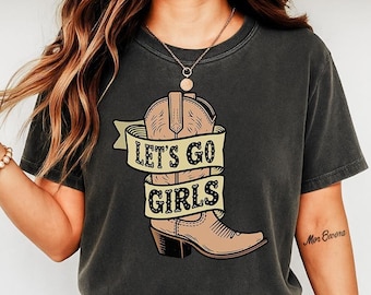 レッツゴーガールズシャツ コンフォートカラーシャツ ヴィンテージナッシュビルシャツ オーバーサイズカントリーミュージックTシャツ ウエスタンTシャツ ドレス カウガール バチェロレッテ C362