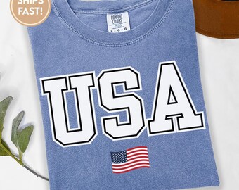 Retro VS-T-shirt, dames VS-sweater met ronde hals, VS-shirt, Amerika-shirt, 4 juli-sweatshirt, patriottisch T-shirt D143