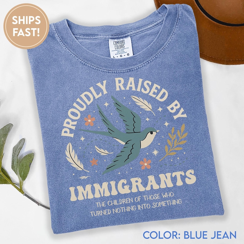 Proudly Raised By Immigrants shirt, Immigrant Rights t-shirt Clipart, No Human Is Illegal Shirt Design, Social Justice tees Gift C997 image 2
