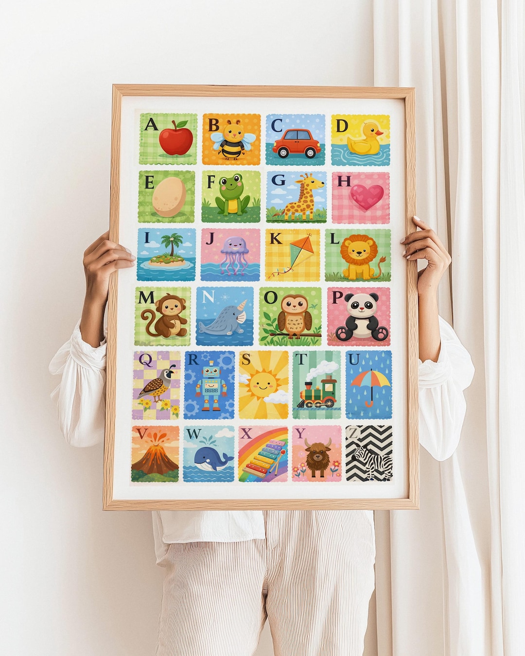 Colorful ABC Nursery Wall Art – Alphabet Poster for Kids, Rainbow ABC ...