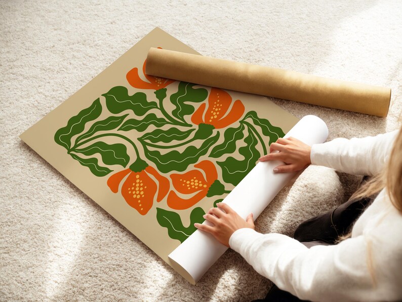 retro-floral-wall-art-70s-flower-poster-mid-century-modern-botanical