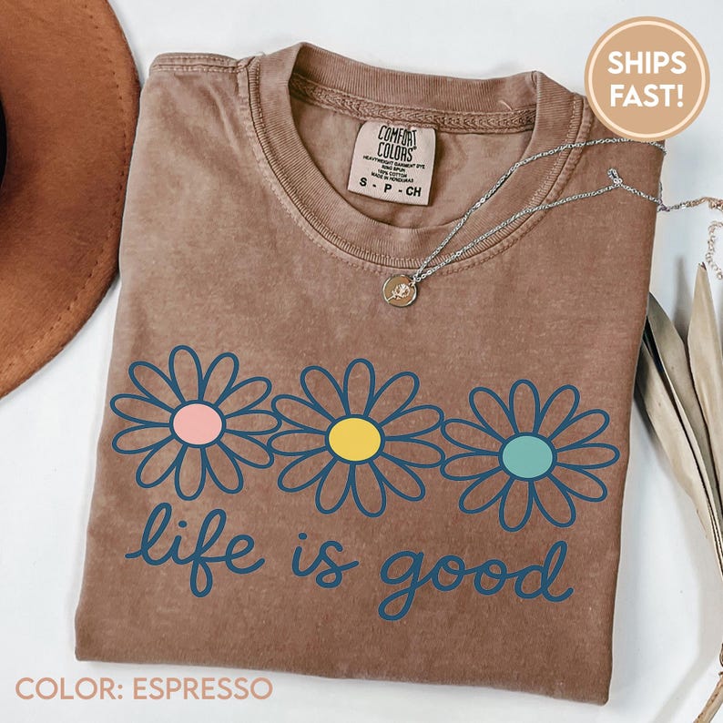Das Leben ist gut Shirt, Preppy Daisy Design Niedliche Positivität, inspirierendes T-Shirt, Sommer-T-Shirt Design, trendy, Blumendatei C925 Bild 7