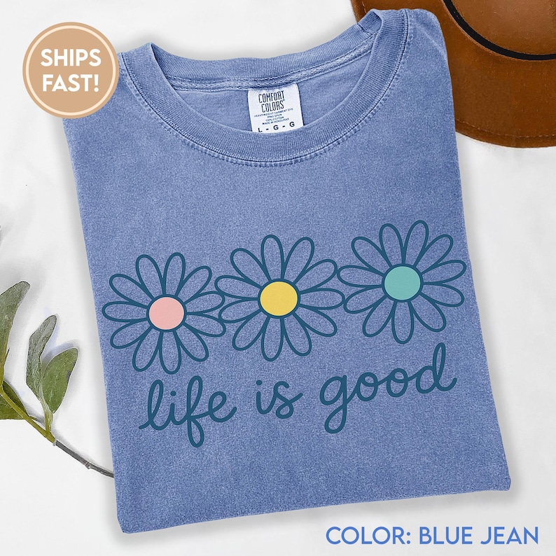 Das Leben ist gut Shirt, Preppy Daisy Design Niedliche Positivität, inspirierendes T-Shirt, Sommer-T-Shirt Design, trendy, Blumendatei C925 Bild 8