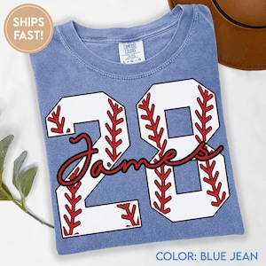 Benutzerdefinierte Baseball Nummer Shirt, Komfort Farben Baseball T-Shirt, personalisierte Baseballspieler Shirt, Baseball Fan Geschenk, Sport Mama T-Shirt, Spiel C434