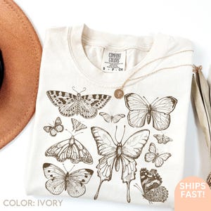 Vintage Butterfly and Moth T-Shirt, Cottagecore Aesthetic Comfort Colors® Shirt, Cottagecore Shirt, Aesthetic Tshirt, Cottage Core Shirt D19