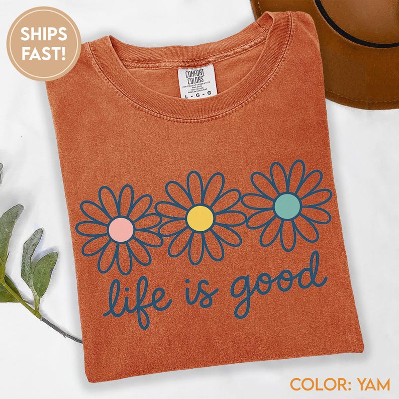 Das Leben ist gut Shirt, Preppy Daisy Design Niedliche Positivität, inspirierendes T-Shirt, Sommer-T-Shirt Design, trendy, Blumendatei C925 Bild 5