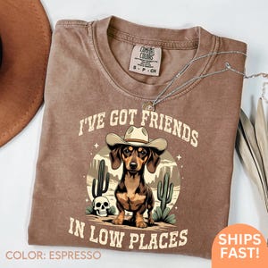 Comfort Colors® I&#39;ve Got Friends In Low Places Shirt Funny Dachshund Gift Vintage Wiener Dog Tshirt Western Dog Tshirt Doxie Mom Tee C343