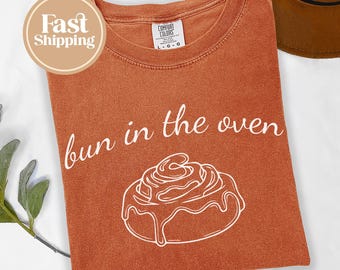 Schwangerschaft enthüllen Comfort Colors® Shirt, Brötchen im Ofen Schwangerschaftsankündigung Shirt Erwartet Mama, um Shirt zu sein, Mama, um Mutterschaft zu sein G139_2