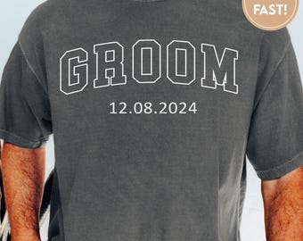 Camiseta personalizada Comfort Colors® para novios, camisa de compromiso personalizada, ropa a juego para la luna de miel, boda C457_groom