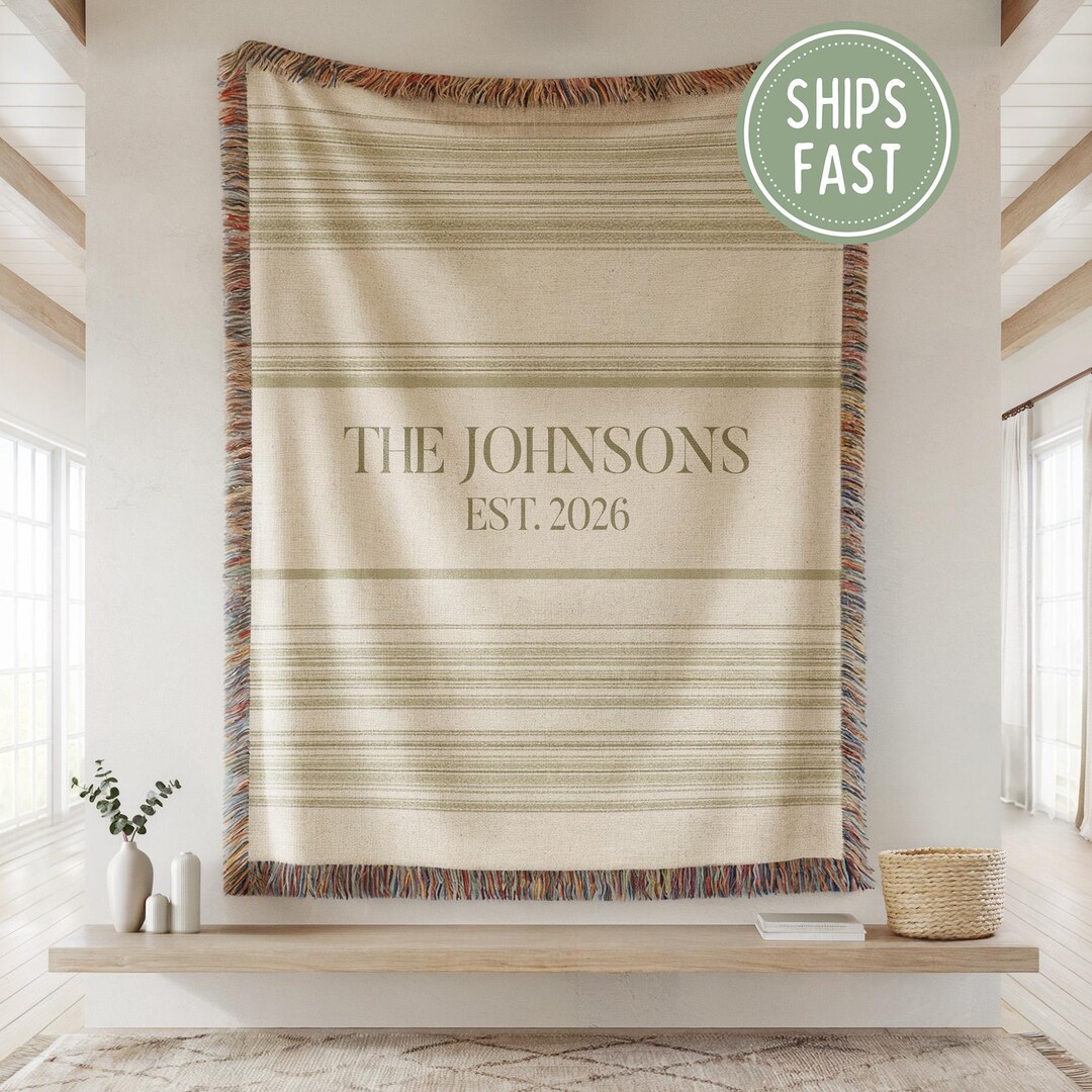 Personalized Woven Throw Blanket | Modern Plaid, Unique Custom Gift for ...