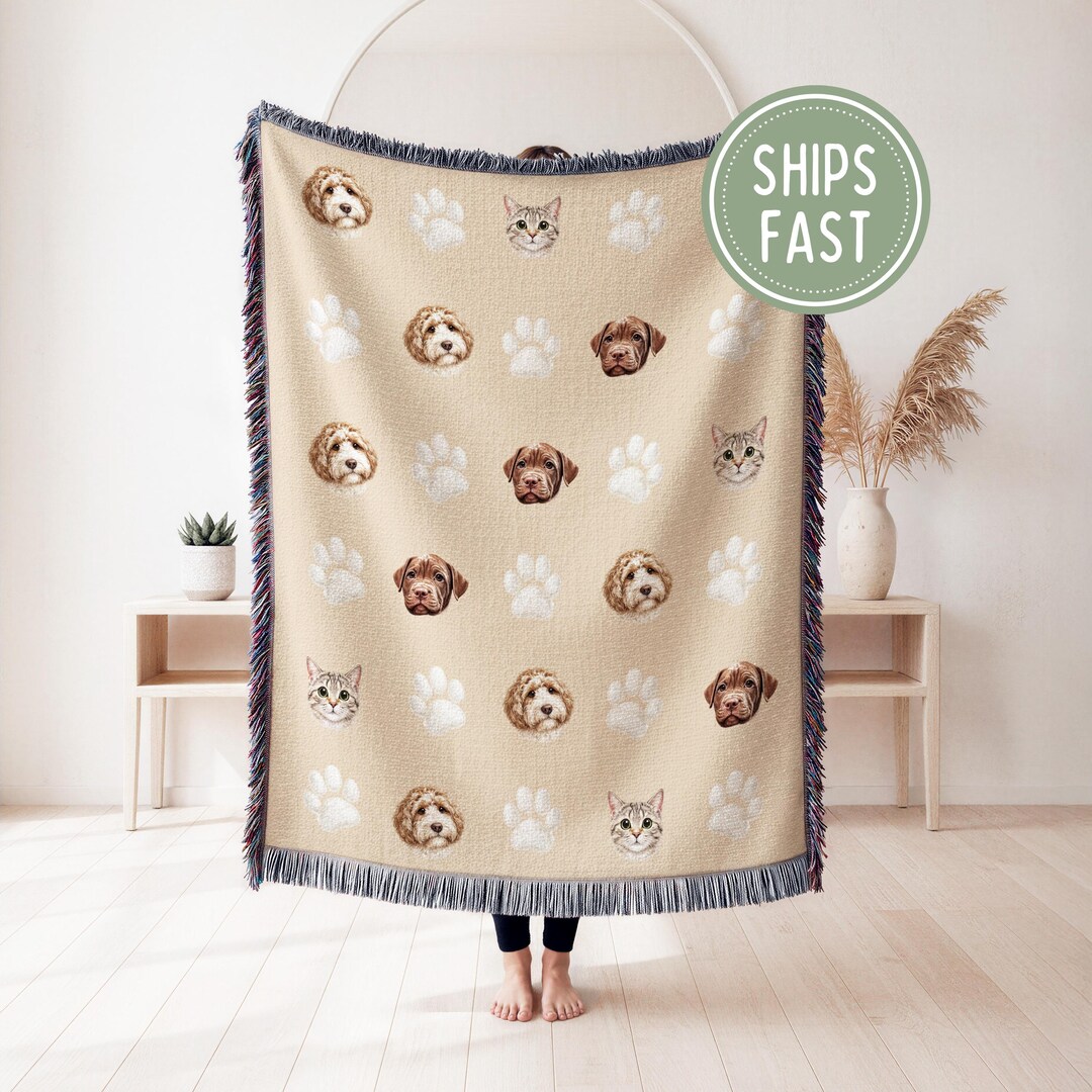 Custom Dog Woven Blanket, Custom Dog Photo Blanket, Dog Cat Memorial ...
