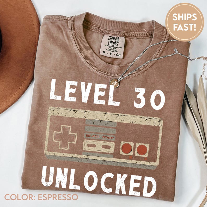 30th Birthday Gift For Him, 30 Birthday Shirt For Men Women, Level 30 Unlocked, Gamer Party Shirts C525_30 image 1