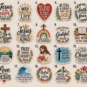 Christian Embroidered Patches Bundle, Faith Iron On Patch Set, Bible Verse Embroidery Appliques, Jesus Religious Sew On Badges