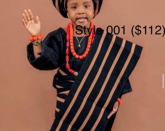 Kids Traditional Aso-Oke Outfits – Yoruba Cultural Attire for Weddings, Birthdays & Celebrations (10 Styles Available)