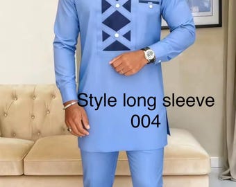 Premium Men’s Long Sleeve Swiss Atiku Voile Nigerian Senator & Modern Agbada Styles (001–020) (Sewn to Size)