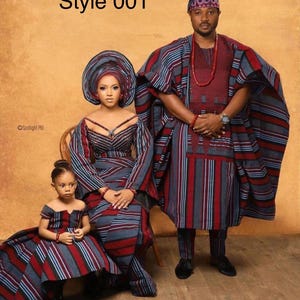 Abiti di lusso per famiglie Aso-Oke – Abiti tradizionali Yoruba per matrimoni e celebrazioni (disponibili diversi stili)