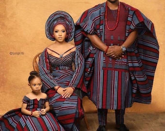 Luxury Family Aso-Oke Attire – Yoruba Traditional Wedding & Celebration Outfits (Multiple Styles Available)