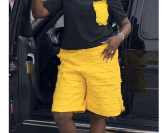 Modern Aso Oke Outfit Set Multiple Colors and Styles Available African Handwoven Shorts & Top  Custom Aso-Oke and Tailoring