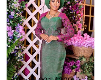 Conjunto de vestido Aso-Oke de lujo – Atuendo de boda africano tejido a mano